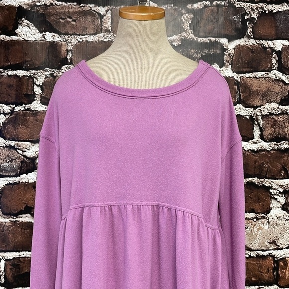Free People Blouse Womens Small Purple Long Sleeve Oversize - Picture 7 of 16
